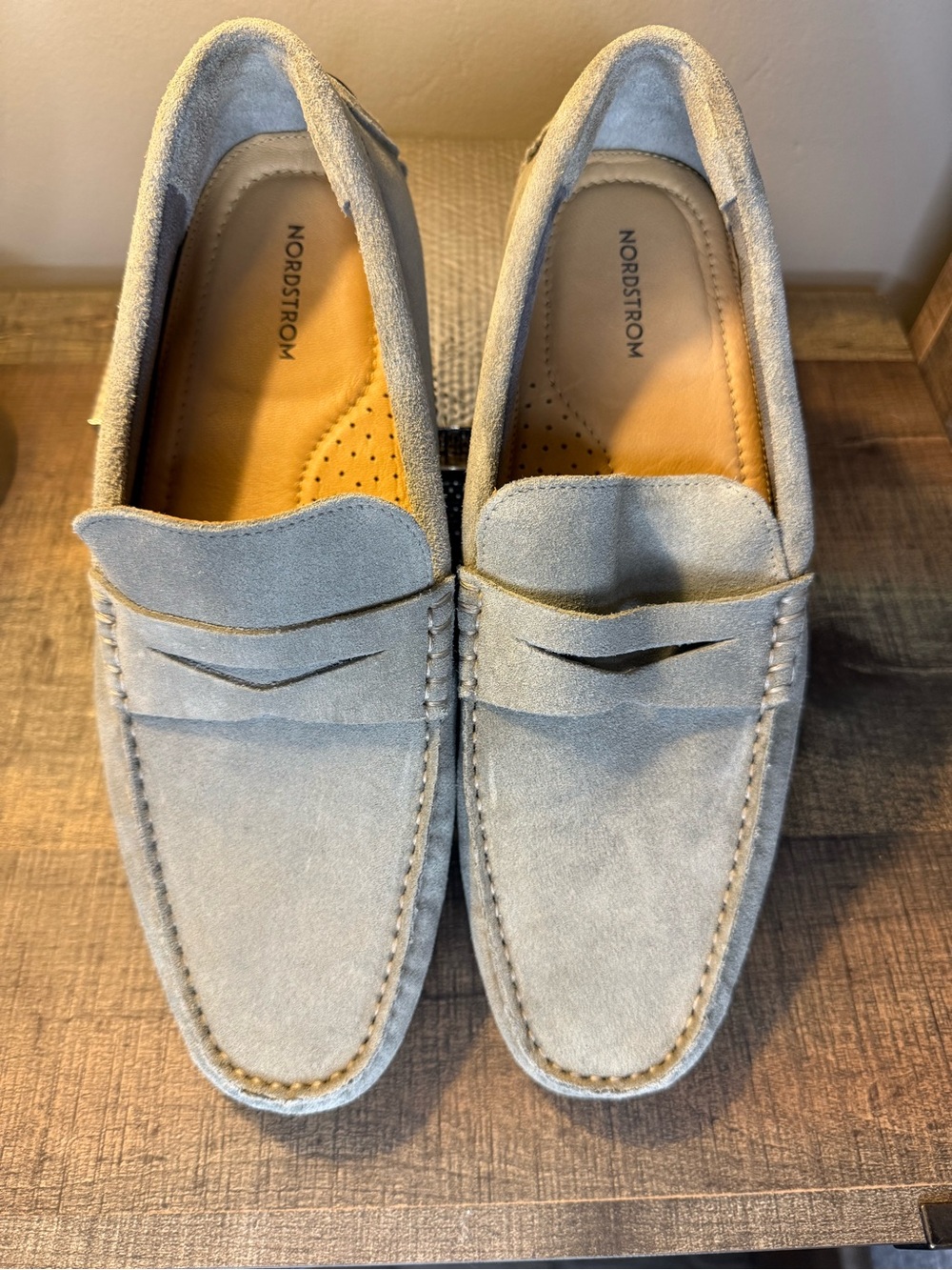 Nordstrom Mens Suede Driving Loafers Gray Leather Moccasin Slip On 9.5 M M22420